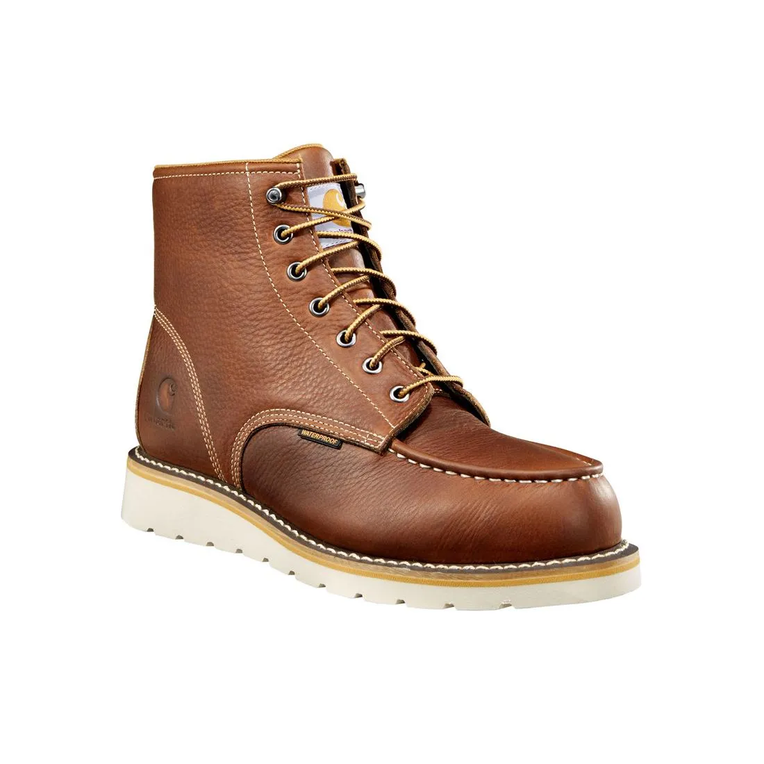 6" Waterproof Moc Wedge Steel Toe Work Boot Red Brown