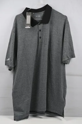 Adidas Mens' Stripe Golf Polo Shirt / Grey/White/Black / S