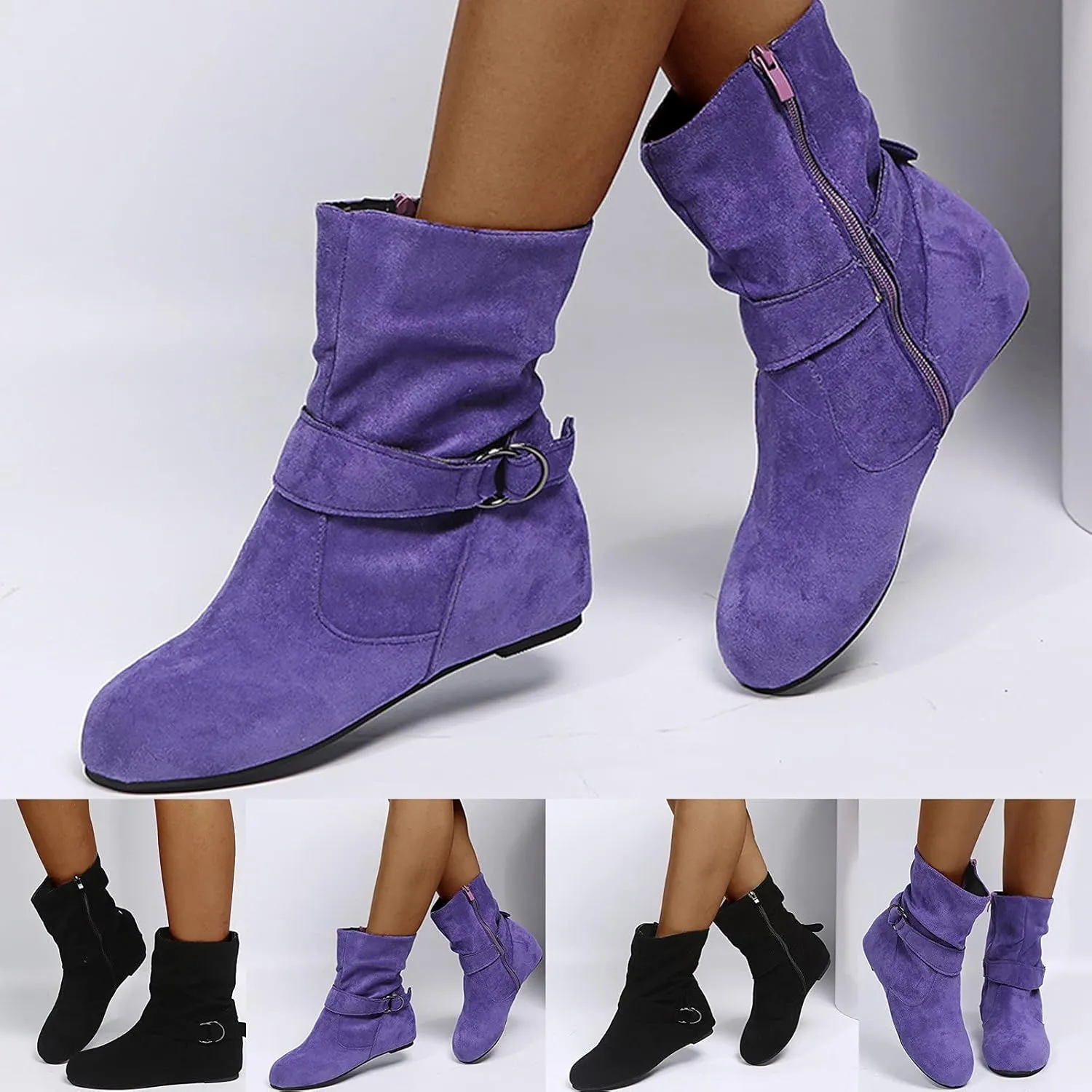 Ankle Booties for Women, Womens Retro Cowboy Boots Closed Toe Low Heel Combat Western Shoes Fringed Ankle Boots