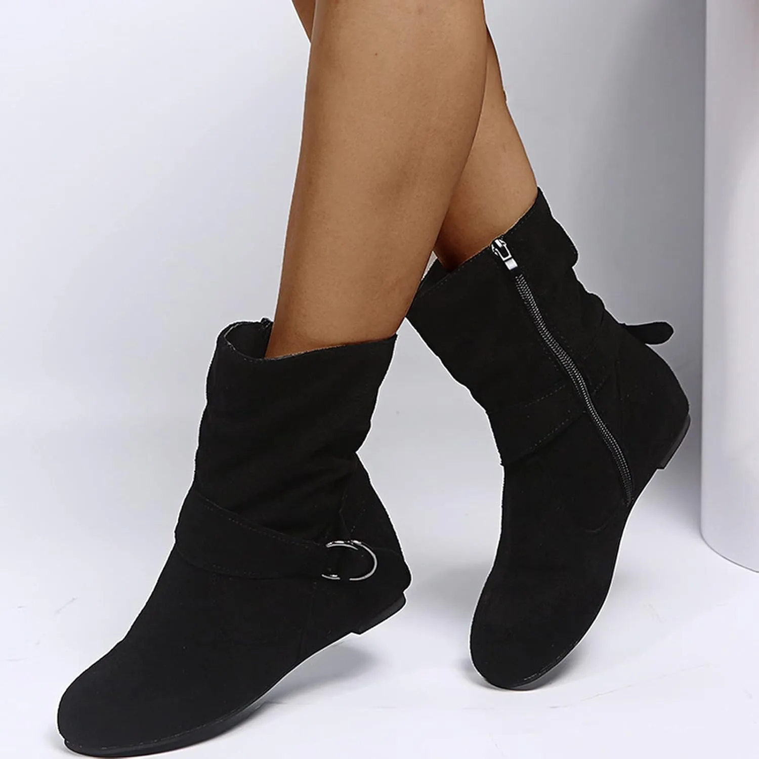 Ankle Booties for Women, Womens Retro Cowboy Boots Closed Toe Low Heel Combat Western Shoes Fringed Ankle Boots