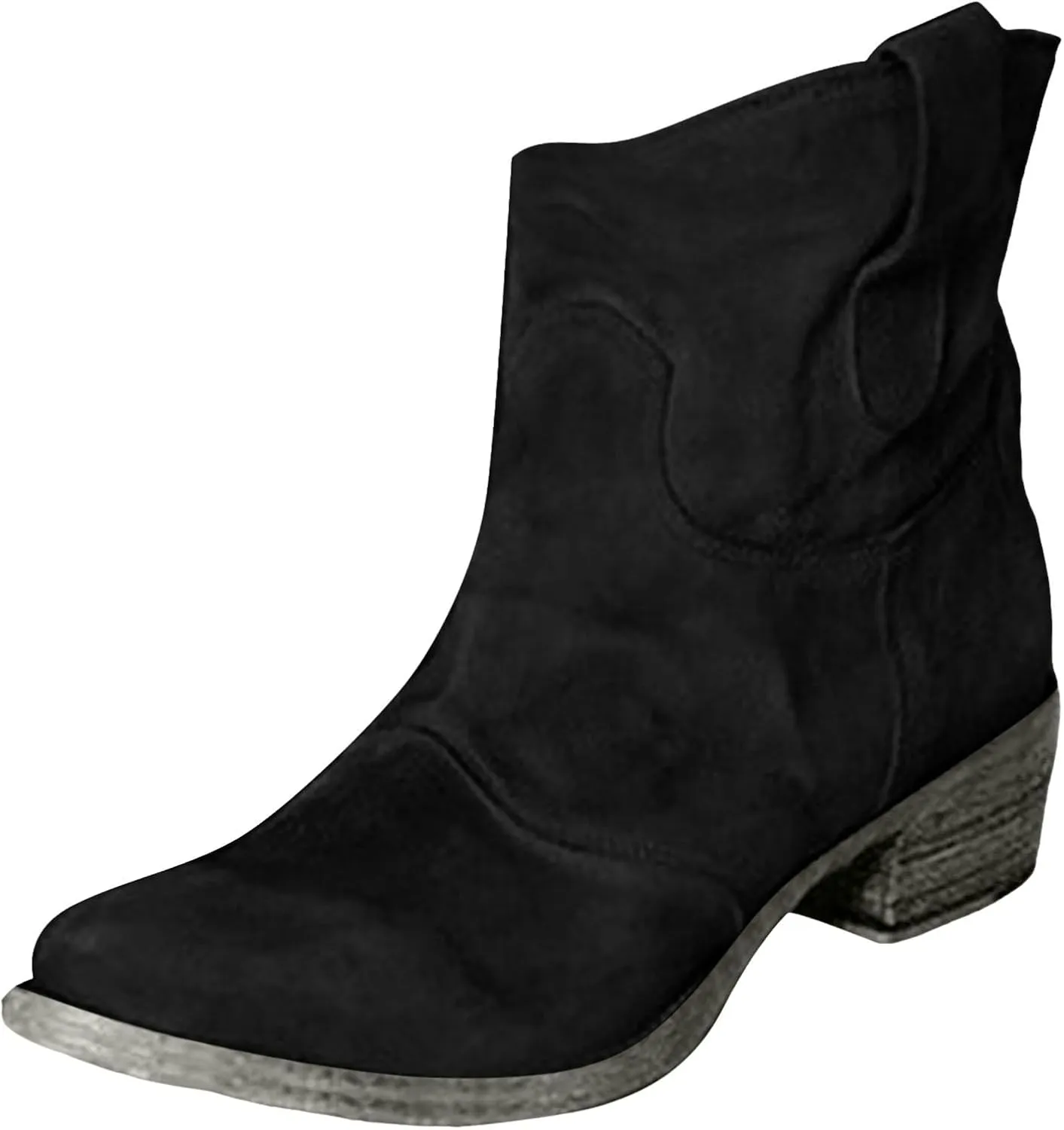 Ankle Boots for Women, Lace Up Cowboy Platform Boots Chunky Low Heel Suede Mid Calf Zipper Ankle Boots Winter Booties