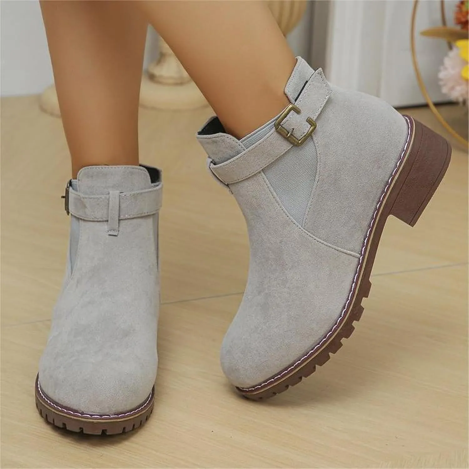 Ankle Boots for Women Womens Boots Mid Calf Boots Winter Fashion Casual Chunky Low Heel Short Round Toe Ankle Boots