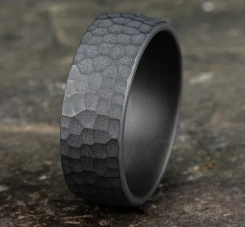 Benchmark 8mm Black Tantalum Hammer Finish Ring