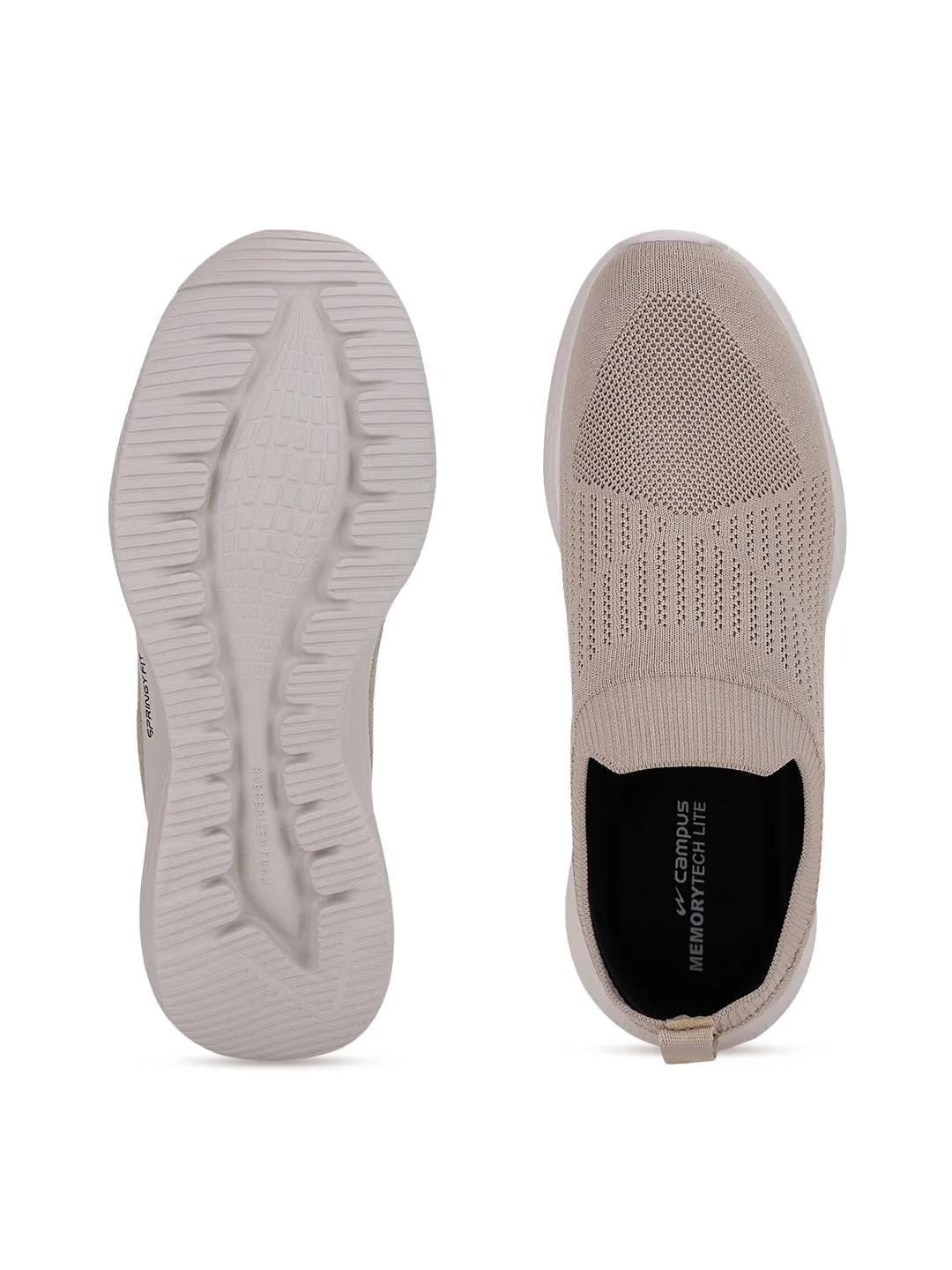 Campus Men Beige Mesh Running Shoes