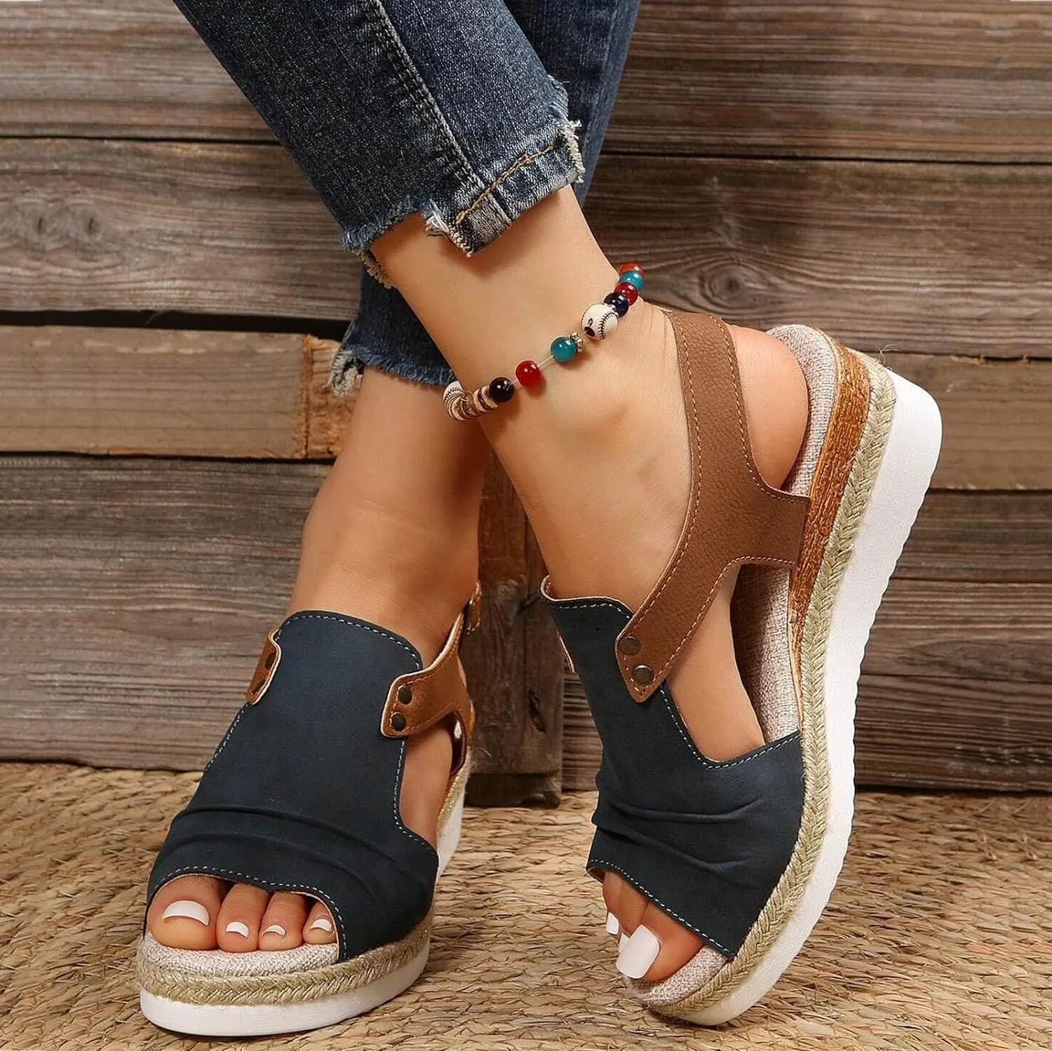 Cathalem Sandals For Women Dressy Casual Sandals Dressy Summer Open Toe Wedge Sandals Ankle Strap Platform Sandals