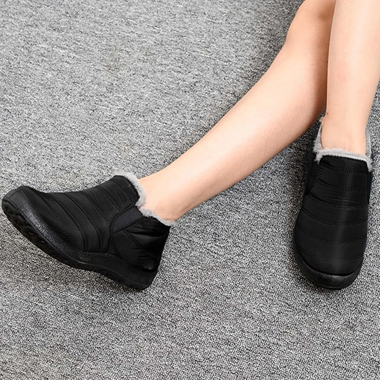 Cathalem Winter Boots for Women, Womens Snow Boots Warm Ankle Bootie Comfortable Slip On Outdoor Fur Lined Winter Shoe