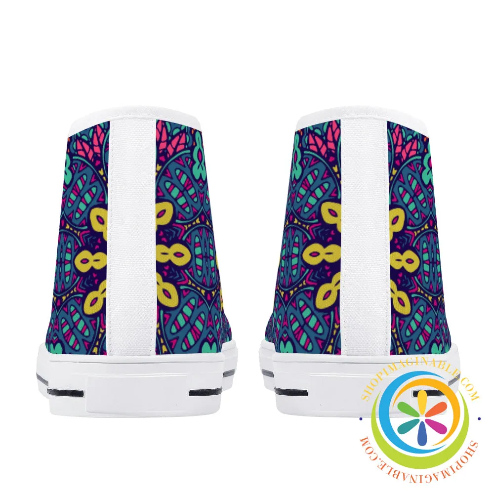 Colorful Abstract Ladies High Top Canvas Shoes