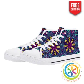 Colorful Abstract Ladies High Top Canvas Shoes