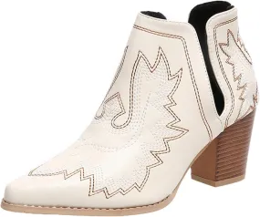 Cowboy Boots for Women Western Cowboy Boots Durable Stack Heel Ankle Style Cowgirl Boots Comfortable Faux Leather Booties