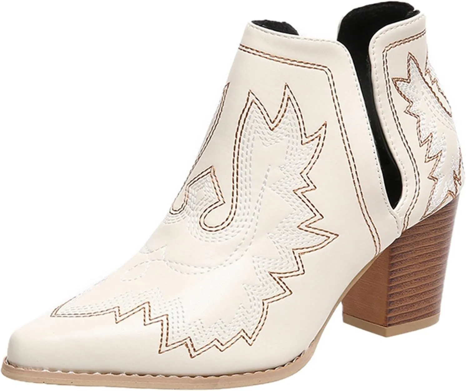 Cowboy Boots for Women Western Cowboy Boots Durable Stack Heel Ankle Style Cowgirl Boots Comfortable Faux Leather Booties
