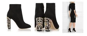 Crystal-Embellished Suede Ankle Boots