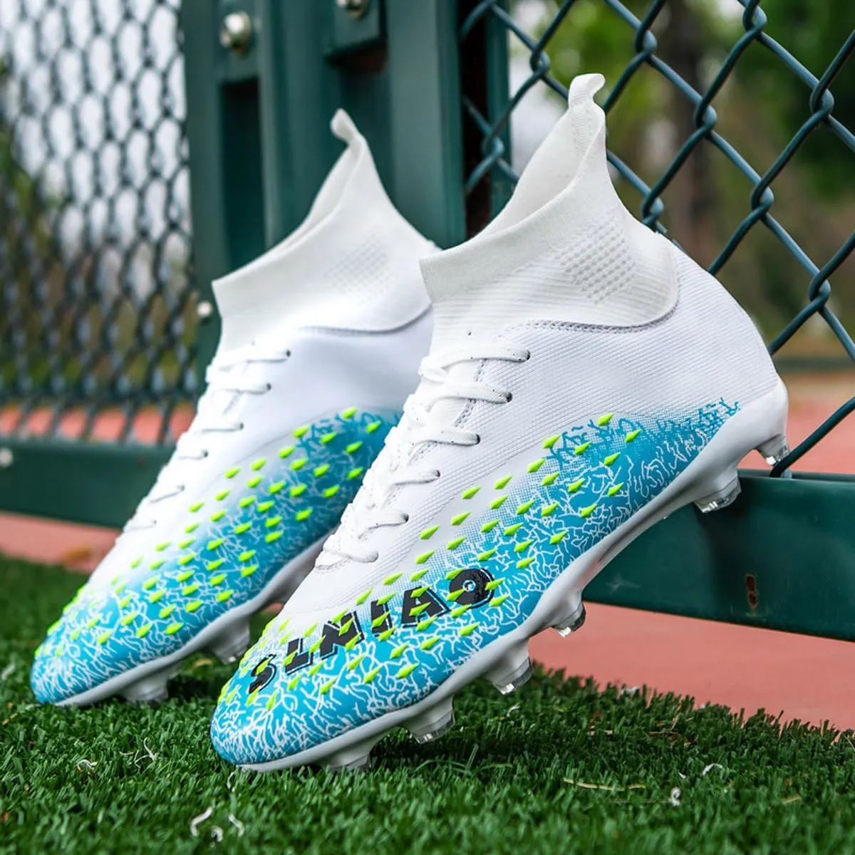 DHOVOR Boys Football Cleats High-Tops Football Shoes for Kids Soccer Cleats Professional Athletic Training Soccer Shoes
