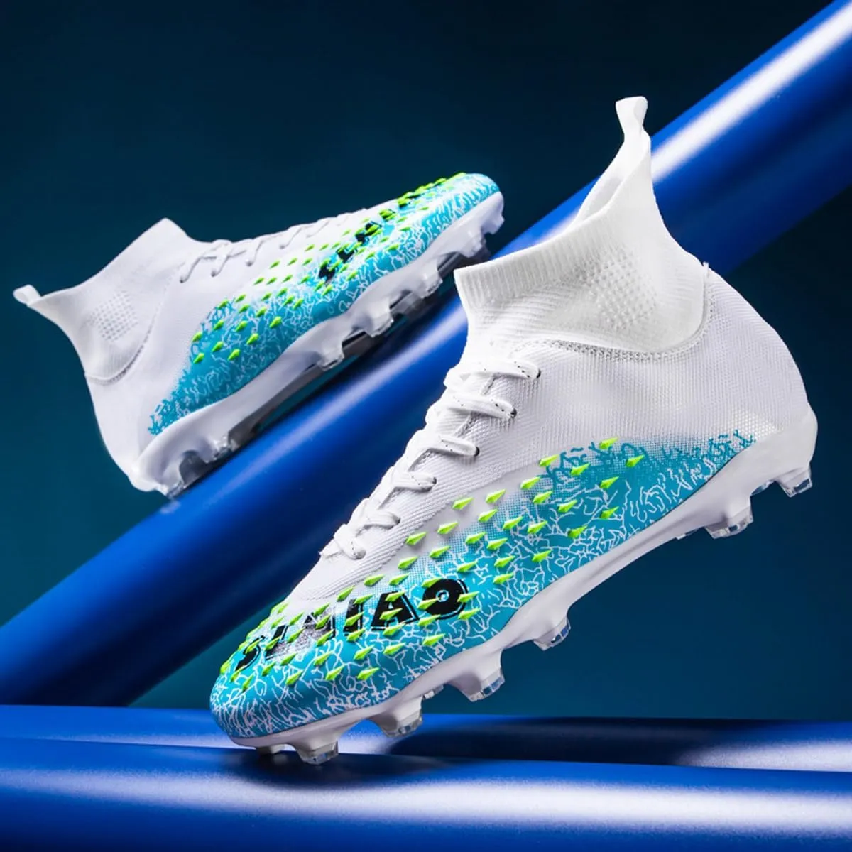 DHOVOR Boys Football Cleats High-Tops Football Shoes for Kids Soccer Cleats Professional Athletic Training Soccer Shoes