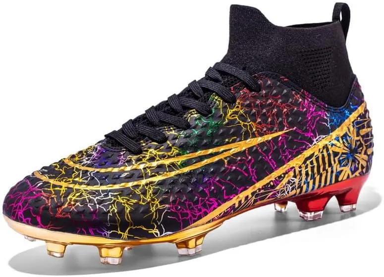 DHOVOR Boys Girls High-Top Soccer Cleats Youth Football Cleats Comfortable Indoor Soccer Shoes for Kids Outdoor/Indoor/Competition/Unisex