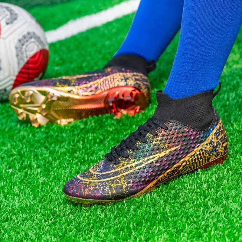 DHOVOR Boys Girls High-Top Soccer Cleats Youth Football Cleats Comfortable Indoor Soccer Shoes for Kids Outdoor/Indoor/Competition/Unisex