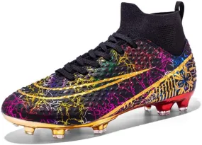 DHOVOR Boys Girls High-Top Soccer Cleats Youth Football Cleats Comfortable Indoor Soccer Shoes for Kids Outdoor/Indoor/Competition/Unisex