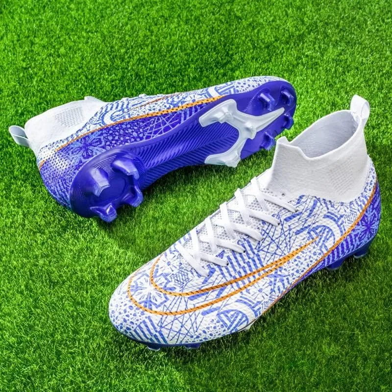 DHOVOR Boys Girls High-Top Soccer Cleats Youth Football Cleats Comfortable Turf Indoor Soccer Shoes for Kids Outdoor/Indoor/Competition/Unisex