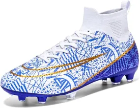 DHOVOR Boys Girls High-Top Soccer Cleats Youth Football Cleats Comfortable Turf Indoor Soccer Shoes for Kids Outdoor/Indoor/Competition/Unisex