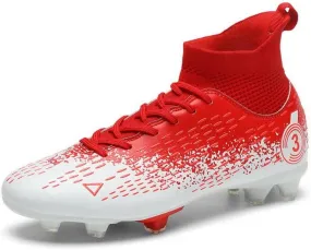 DHOVOR Boys Girls High-Top Soccer Cleats Youth Lightweight Professional Turf Football Cleats Unisex Non-Slip Indoor Soccer Shoes for Kids Outdoor/Indoor/Competition/Unisex