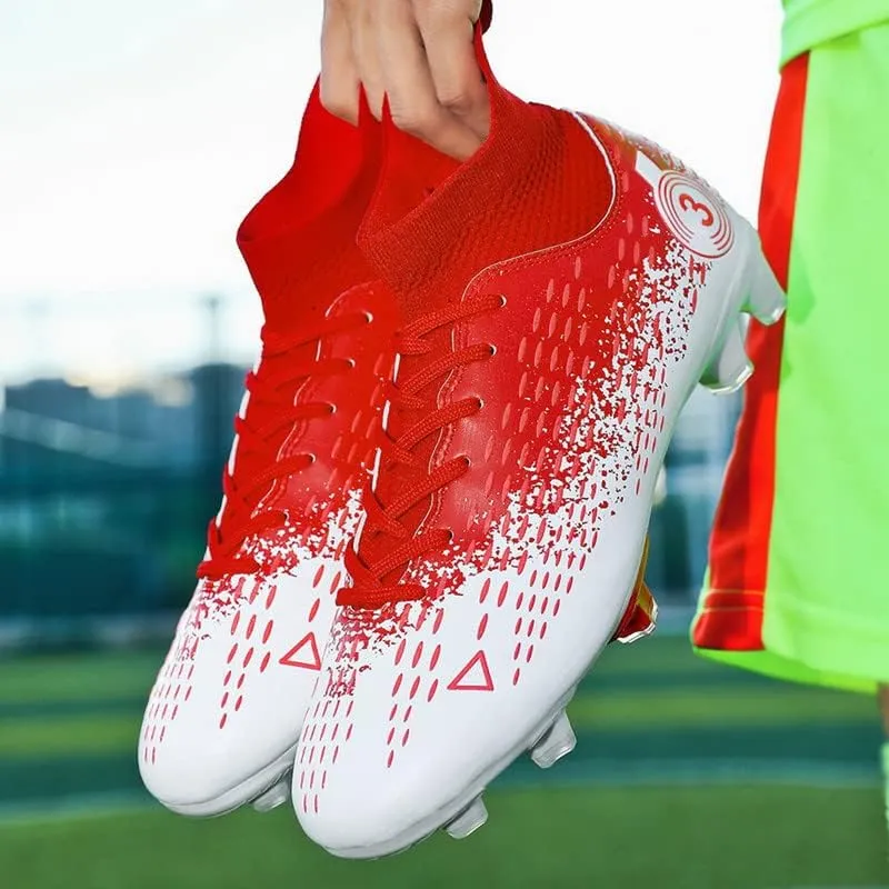 DHOVOR Boys Girls High-Top Soccer Cleats Youth Lightweight Professional Turf Football Cleats Unisex Non-Slip Indoor Soccer Shoes for Kids Outdoor/Indoor/Competition/Unisex