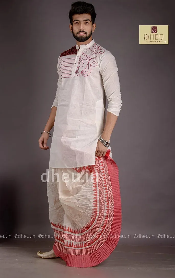 Durga -Designer Dhoti(Optional)-Kurta for Men