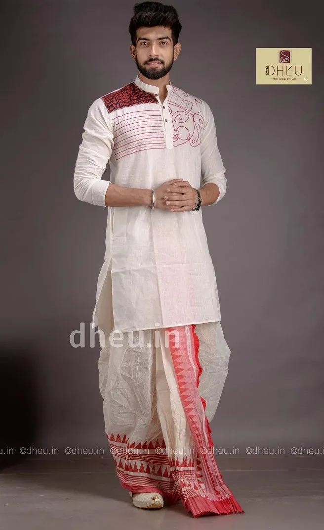 Durga -Designer Dhoti(Optional)-Kurta for Men