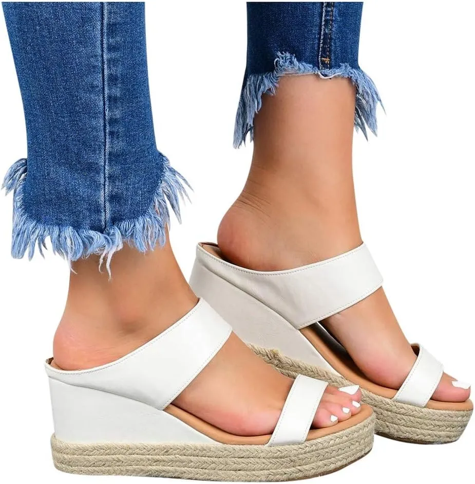 Eduavar Sandals for Women Casual Summer, Orthopedic Sandals for Women Espadrille Wedge Platform Sandals Anti-Slip Sandals