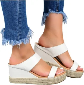 Eduavar Sandals for Women Casual Summer, Orthopedic Sandals for Women Espadrille Wedge Platform Sandals Anti-Slip Sandals