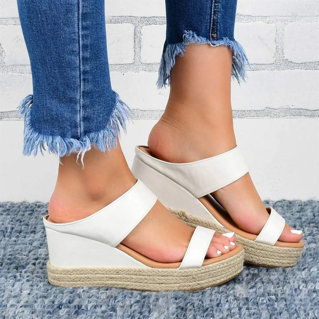 Eduavar Sandals for Women Casual Summer, Orthopedic Sandals for Women Espadrille Wedge Platform Sandals Anti-Slip Sandals