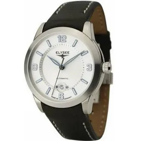 Elysee Mythos IV Automatic Black Leather Men Watch 70934