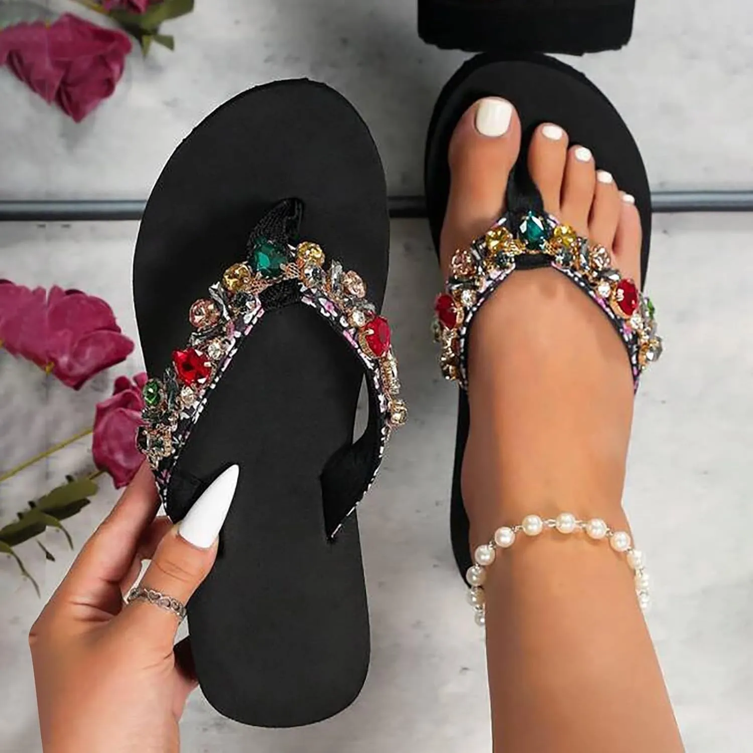 Flip Flops Comfort Beach Thong Sandals Indoor Outdoor Flip Flops Women Comfortable Casual Summer Beach Thong Sandals