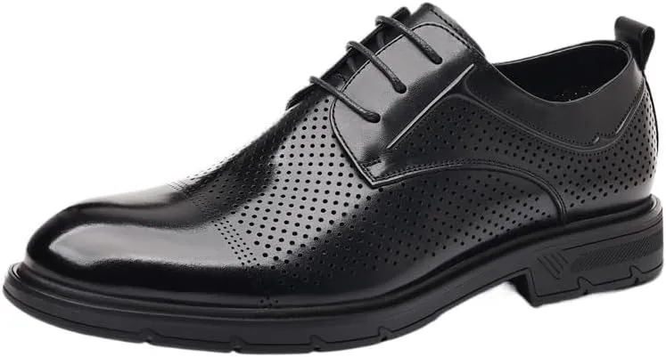 Formal Shoes Dress Oxford for Men Breathable Leather Lace-up Shoe Casual and Formal Tuxedo Shoes for Men Comfortable Men’s Leather Dress Shoes Anti-Slip Slip Resistant Rubber Sole Outdoor