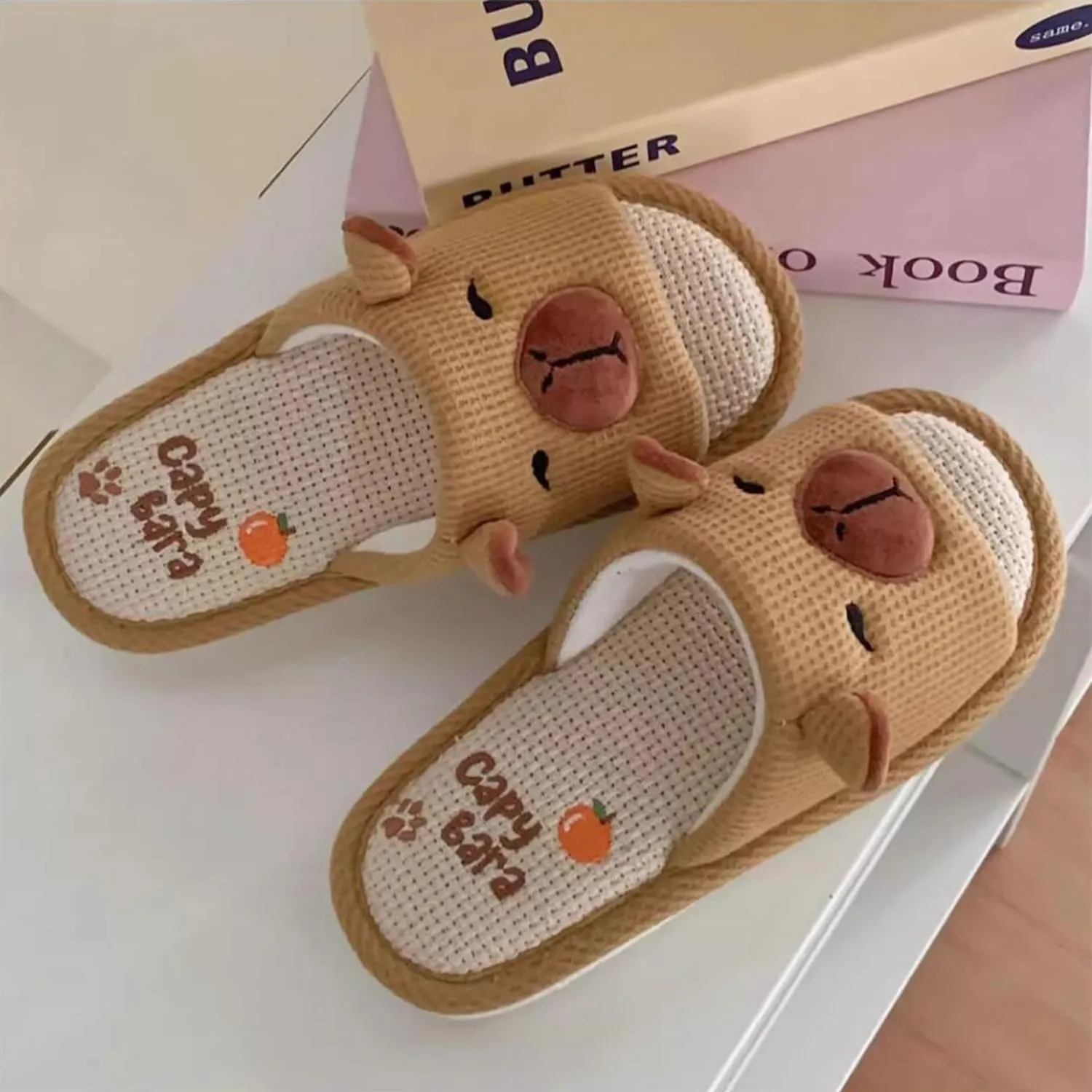 Gaolinci Cute Strawberry Slippers, Home Linen Slippers for Women