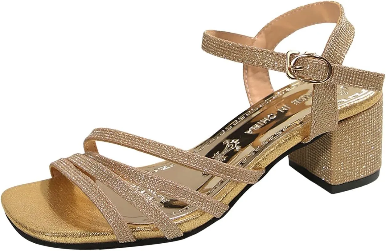 Heeled Sandal Low Block Chunky New Summer European And Big Fish Mouth Fashion Thick Heel Toe Strap Women's Sandals