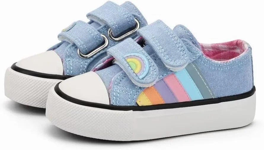 JUDIS Kids Canvas Shoes Dual Adjustable Hook and Loop Casual Sneakers Boys and Girls Fashion Shoes