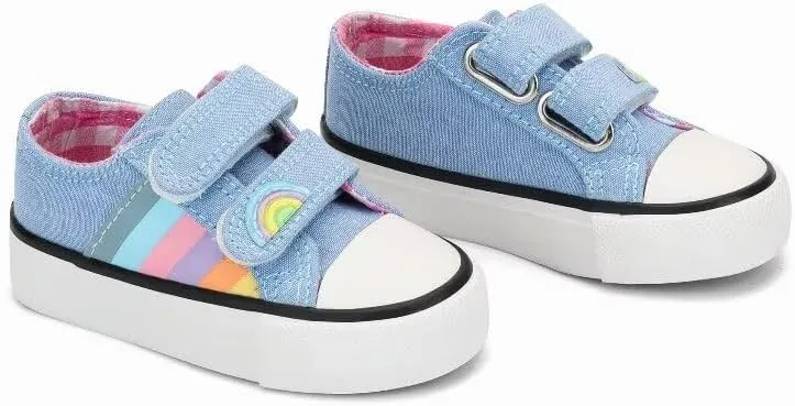 JUDIS Kids Canvas Shoes Dual Adjustable Hook and Loop Casual Sneakers Boys and Girls Fashion Shoes