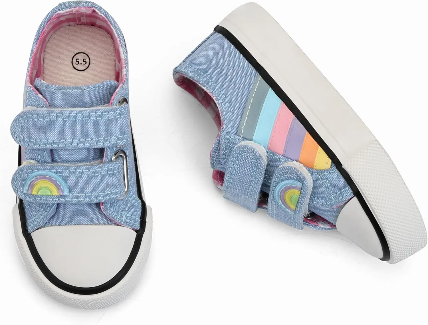 JUDIS Kids Canvas Shoes Dual Adjustable Hook and Loop Casual Sneakers Boys and Girls Fashion Shoes
