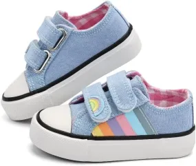 JUDIS Kids Canvas Shoes Dual Adjustable Hook and Loop Casual Sneakers Boys and Girls Fashion Shoes