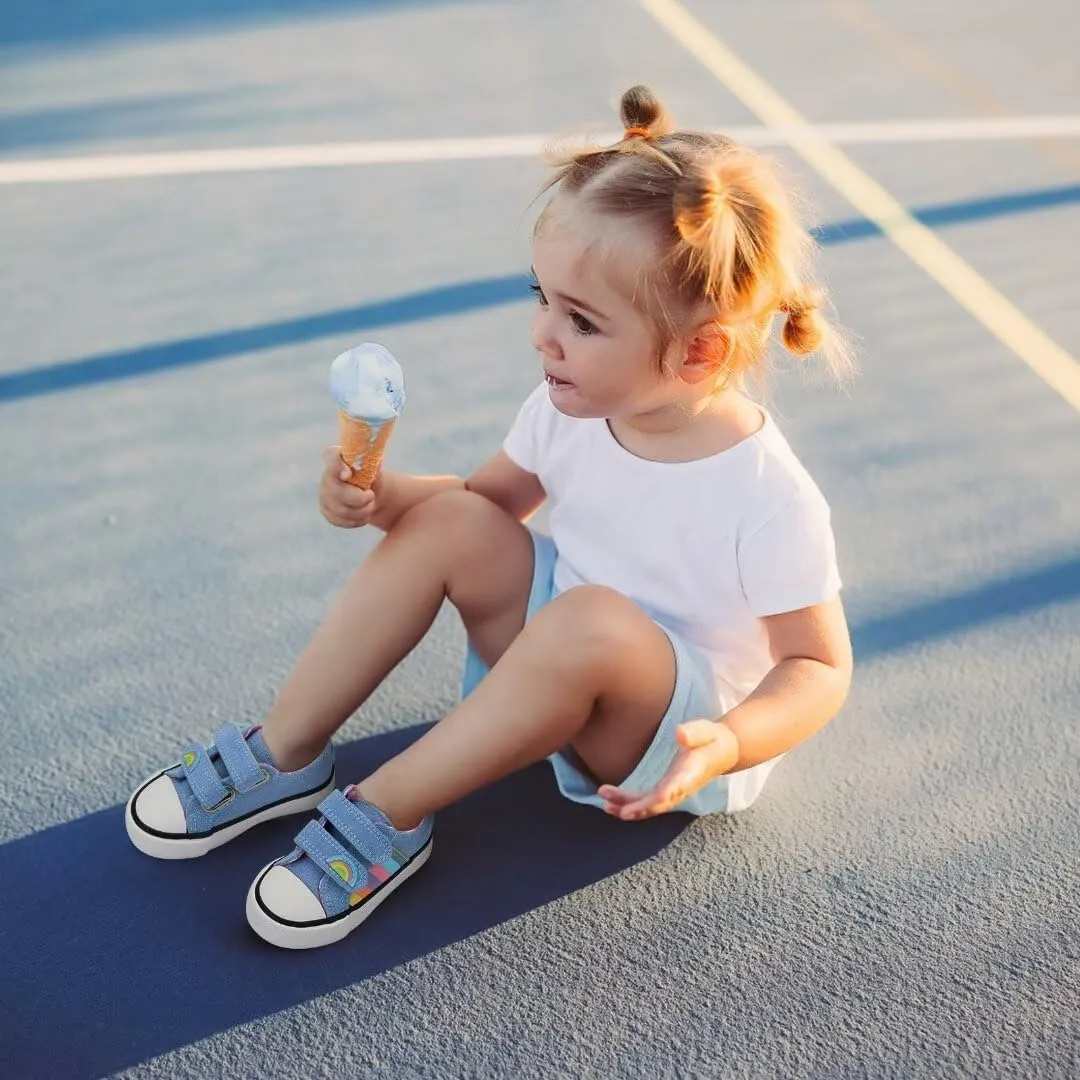 JUDIS Kids Canvas Shoes Dual Adjustable Hook and Loop Casual Sneakers Boys and Girls Fashion Shoes