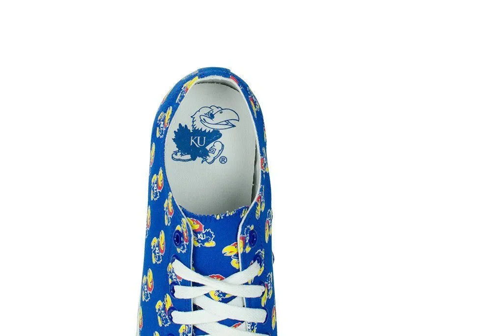 Kansas Jayhawks Row One Blue Women Multi Logo Canvas Lace Up Shoes