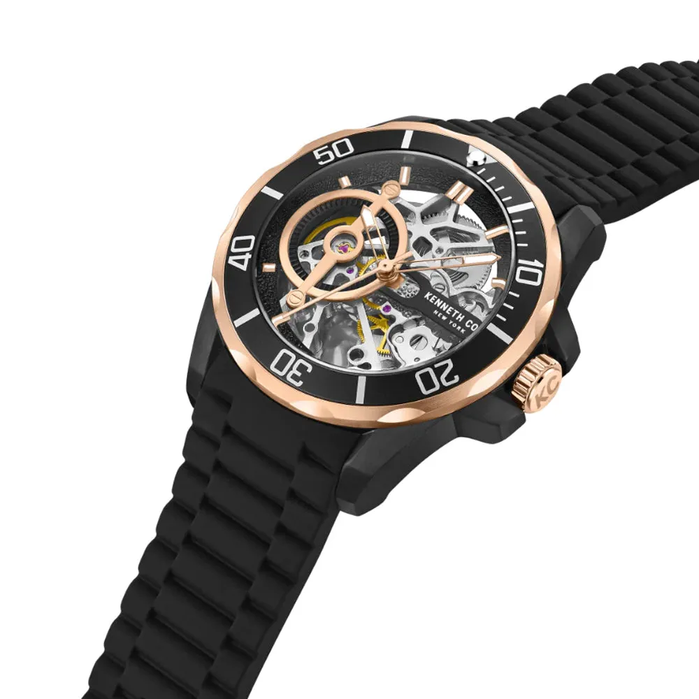 Kenneth Cole Mens Automatic Skeleton Watch - Black Dial, Model KCWGR0012804