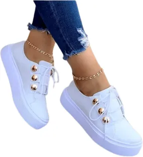 Ladmiple Sneakers For Women Slip On Wide Width Casual Lace Up Walking Shoes Dressy Summer Fashion Platform Flats Loafers