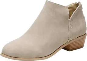Lausiuoe Boots For Women Ankle Booties Sexy Low Heels Cowgirl Cowboy Chunky Stacked Mid Heel Zipper Western Short Boots