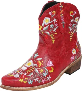 Lausiuoe Cowboy Boots For Women Wide Calf Knee High Western Cowgirl Boots Fashion Retro Embroidered Chunky Heel Booties