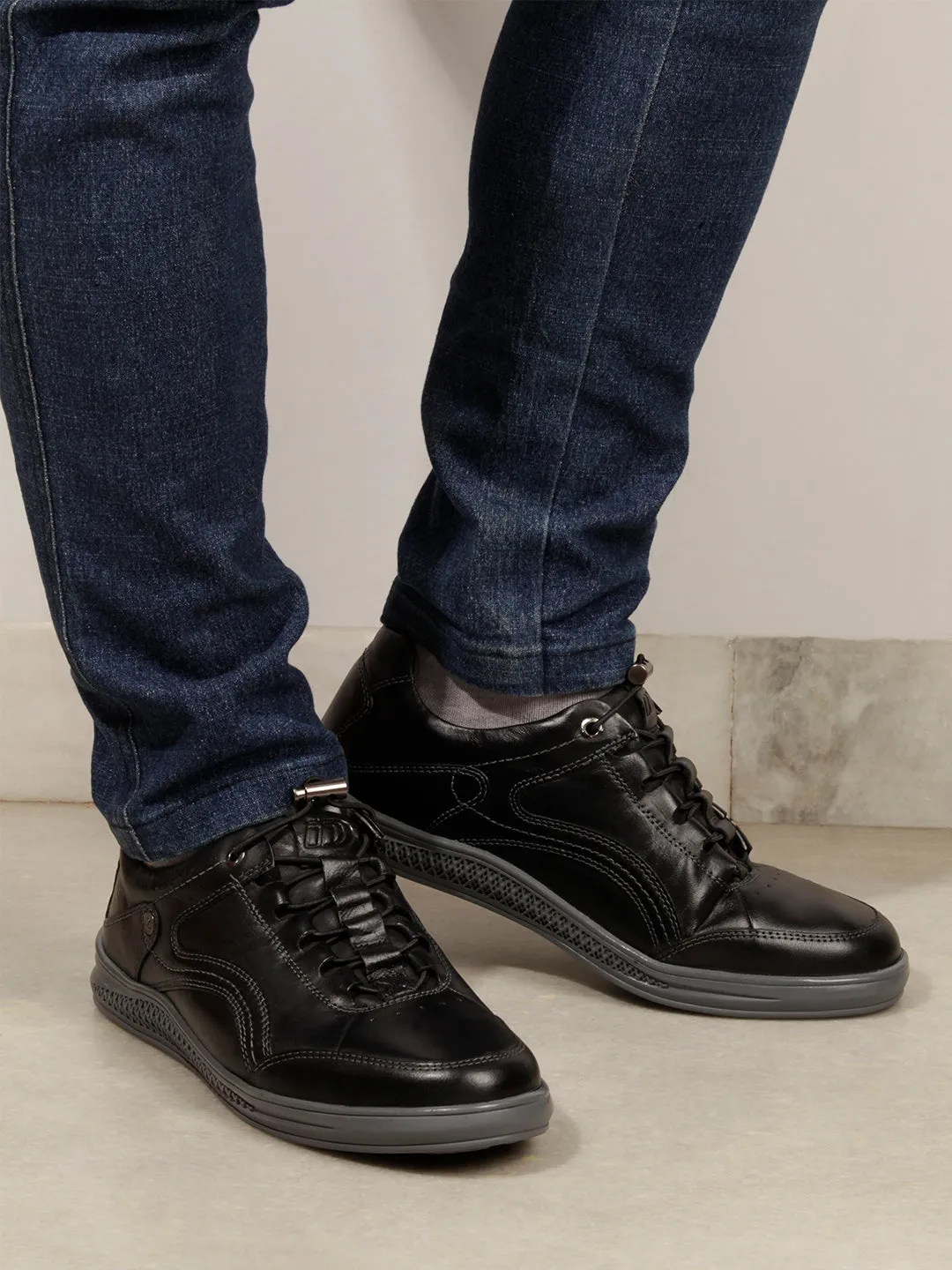 Stylish Mens Black Leather Sneakers - ID3090 for Ultimate Comfort and Fashion