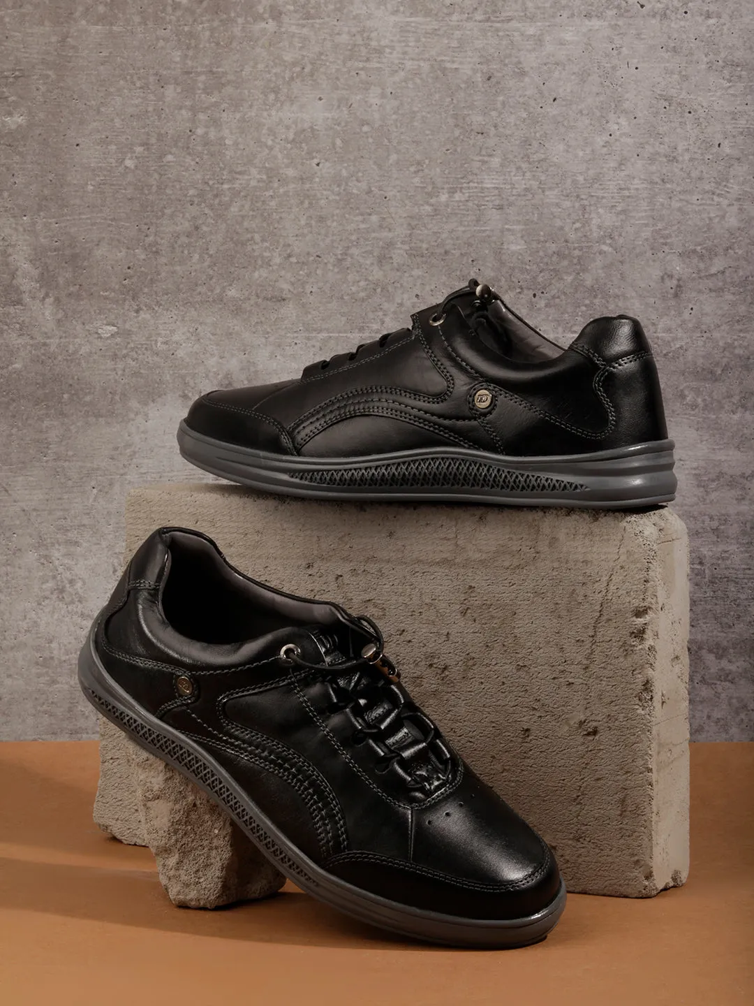 Stylish Mens Black Leather Sneakers - ID3090 for Ultimate Comfort and Fashion
