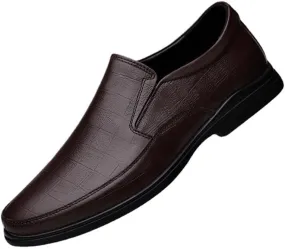 Men's Classic Slip On Dress Shoes Non-Slip Waterproof Business Formal Derby Shoes Low Top Formal Oxford Shoes(Brown,7.5)