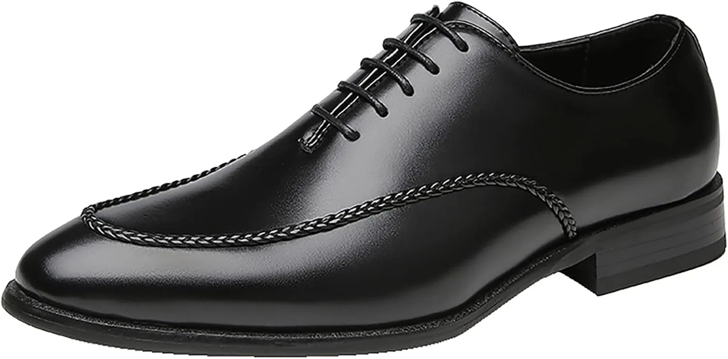 Men's Dress Leather Shoes Formal Loafers for Men Casual Slip On Moccasins Leather Lightweight Driving Shoes Business Shoes,Black,9.5US/44EU
