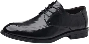 Mens Formal Leather Dress Shoes Oxford Slip On Business Wedding Round Toe Comfortable Genuine Leather Non Slip Classic