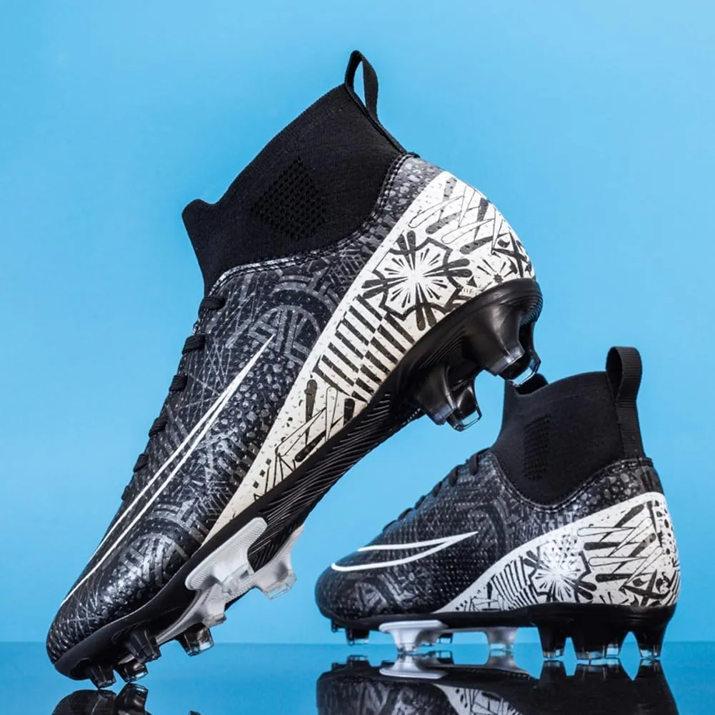 Men's High-Top Cleats Soccer for Football Training - Lightweight Turf Shoes for School - Futsal Shoes for Soccer Game